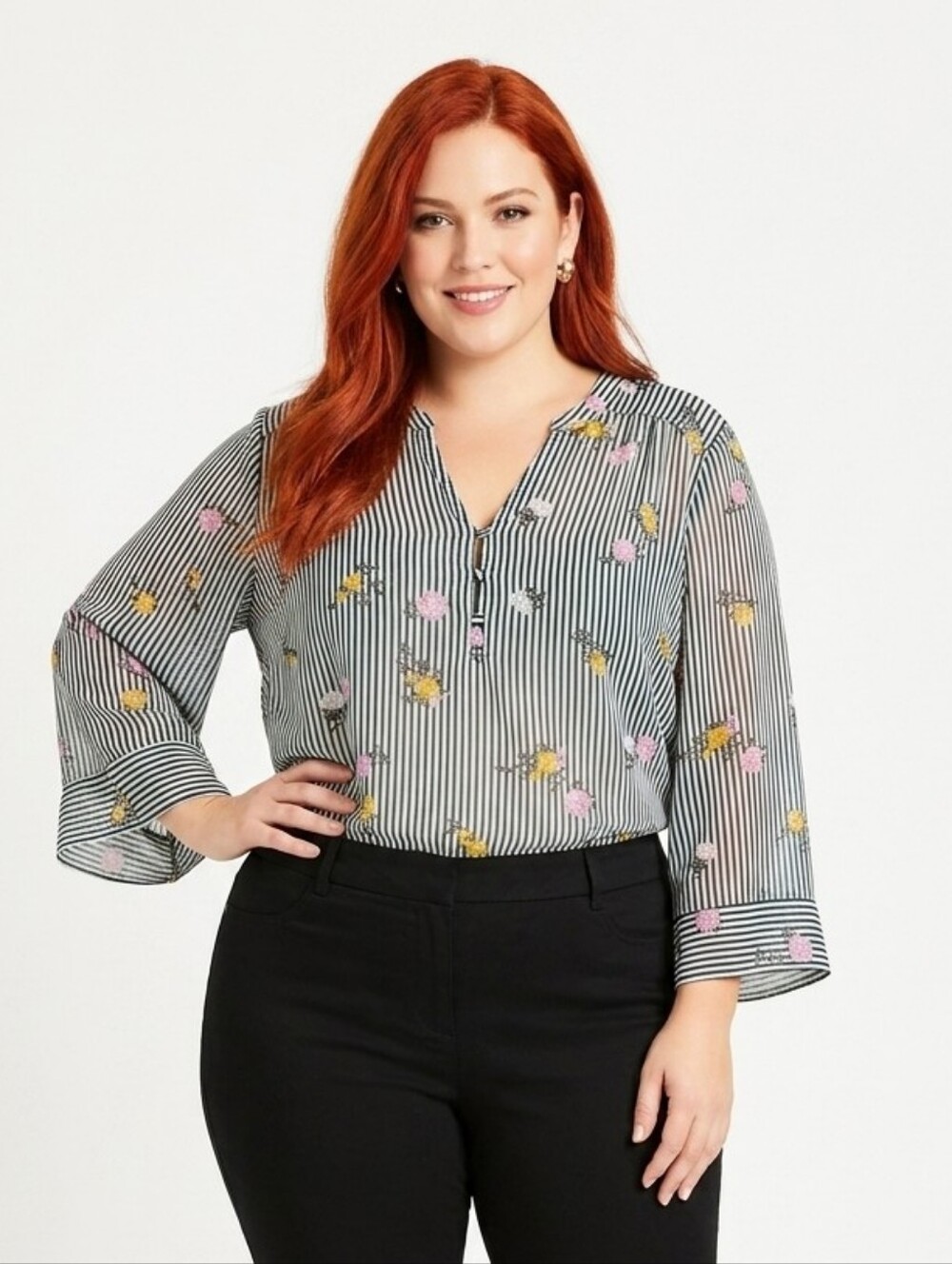 1X TORRID Striped Floral Women's Top